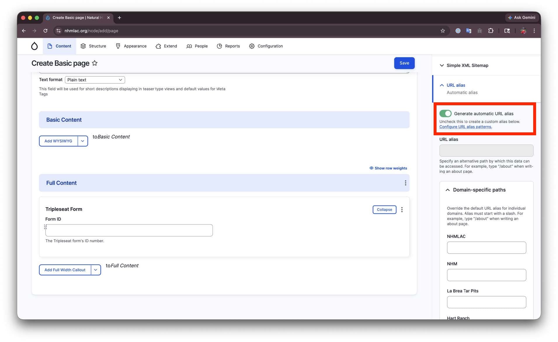 Tripleseat form paragraph settings
