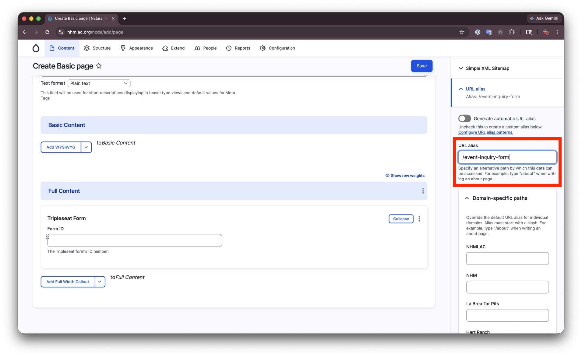 Tripleseat form paragraph settings