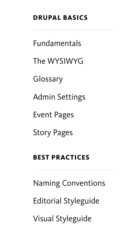 CMS Manual menu