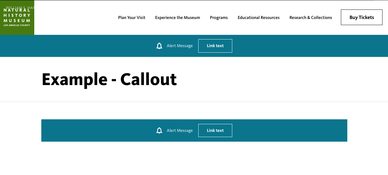 Example of an Alert views reference on a basic page